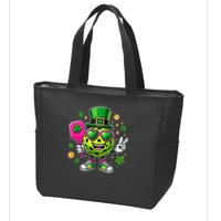 St. Patrick's Day Funny Lucky Pickleball Irish Shamrock Zip Tote Bag