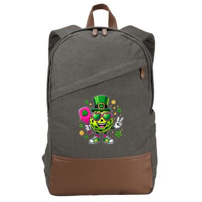 St. Patrick's Day Funny Lucky Pickleball Irish Shamrock Cotton Canvas Backpack