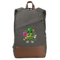 St. Patrick's Day Funny Lucky Pickleball Irish Shamrock Cotton Canvas Backpack