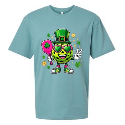 St. Patrick's Day Funny Lucky Pickleball Irish Shamrock Sueded Cloud Jersey T-Shirt