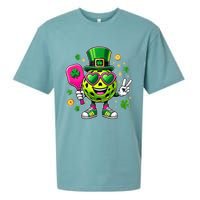 St. Patrick's Day Funny Lucky Pickleball Irish Shamrock Sueded Cloud Jersey T-Shirt