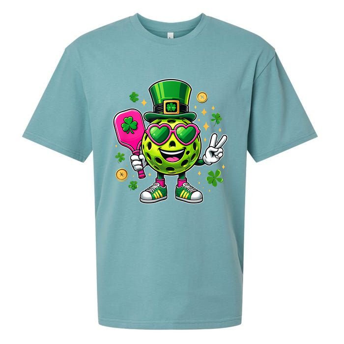 St. Patrick's Day Funny Lucky Pickleball Irish Shamrock Sueded Cloud Jersey T-Shirt