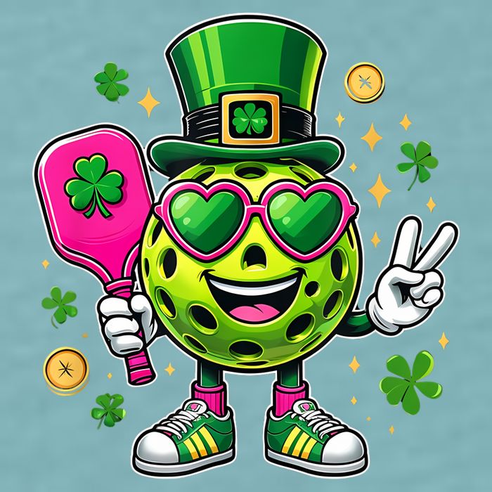 St. Patrick's Day Funny Lucky Pickleball Irish Shamrock Sueded Cloud Jersey T-Shirt