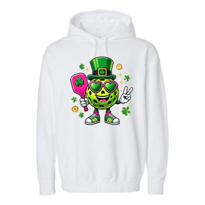 St. Patrick's Day Funny Lucky Pickleball Irish Shamrock Garment-Dyed Fleece Hoodie