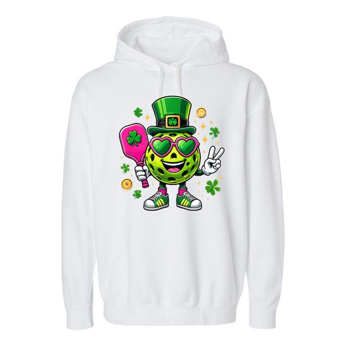St. Patrick's Day Funny Lucky Pickleball Irish Shamrock Garment-Dyed Fleece Hoodie