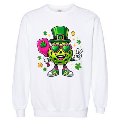 St. Patrick's Day Funny Lucky Pickleball Irish Shamrock Garment-Dyed Sweatshirt