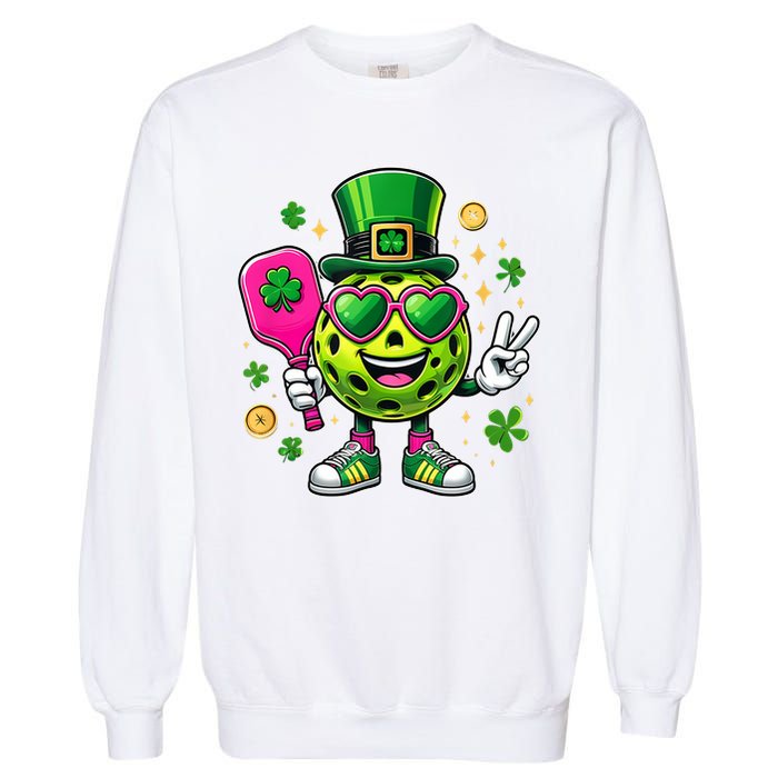 St. Patrick's Day Funny Lucky Pickleball Irish Shamrock Garment-Dyed Sweatshirt