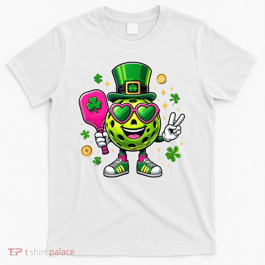 St. Patrick's Day Funny Lucky Pickleball Irish Shamrock T-Shirt