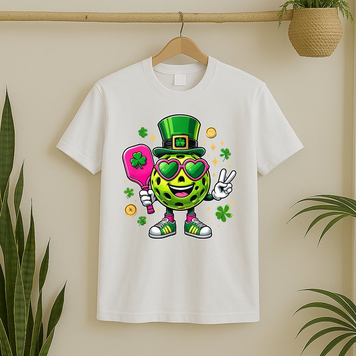 St. Patrick's Day Funny Lucky Pickleball Irish Shamrock T-Shirt