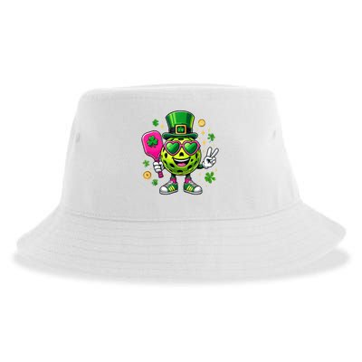 St. Patrick's Day Funny Lucky Pickleball Irish Shamrock Sustainable Bucket Hat