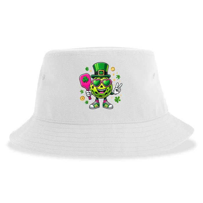 St. Patrick's Day Funny Lucky Pickleball Irish Shamrock Sustainable Bucket Hat