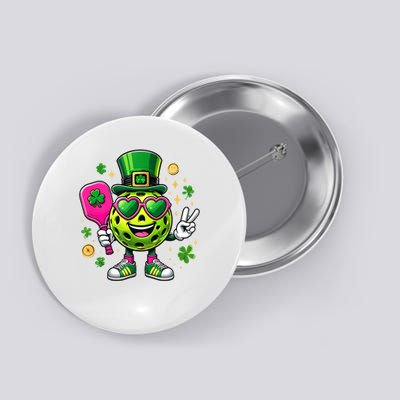St. Patrick's Day Funny Lucky Pickleball Irish Shamrock Button
