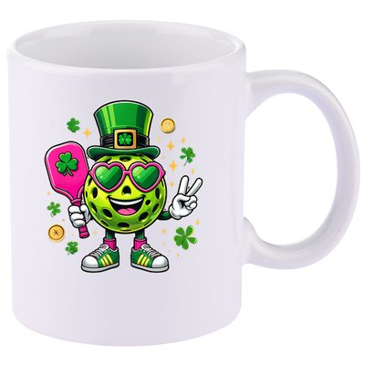 St. Patrick's Day Funny Lucky Pickleball Irish Shamrock 11oz C Handle Ceramic Mug