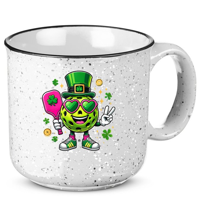 St. Patrick's Day Funny Lucky Pickleball Irish Shamrock 15oz Campfire Ceramic Mug