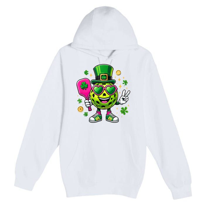 St. Patrick's Day Funny Lucky Pickleball Irish Shamrock Premium Pullover Hoodie
