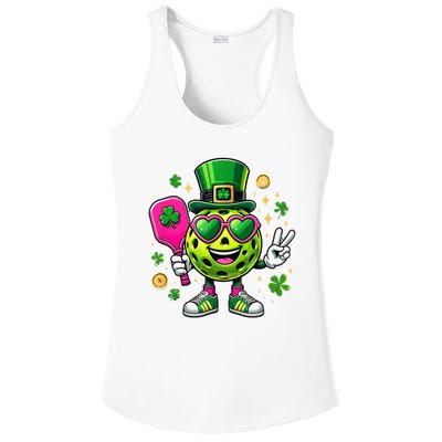 St. Patrick's Day Funny Lucky Pickleball Irish Shamrock Ladies PosiCharge Competitor Racerback Tank