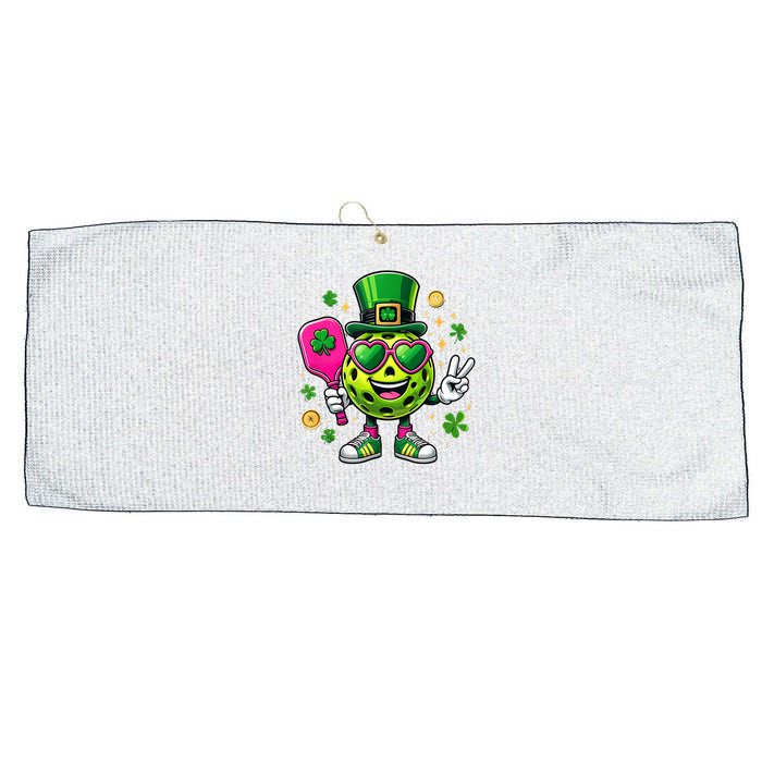 St. Patrick's Day Funny Lucky Pickleball Irish Shamrock Large Microfiber Waffle Golf Towel