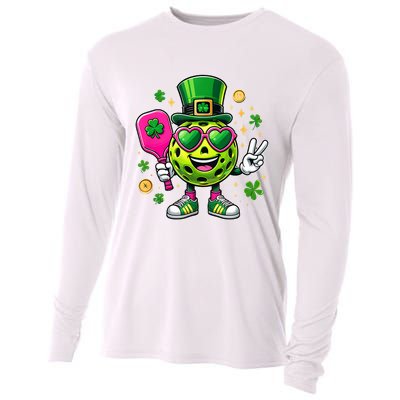St. Patrick's Day Funny Lucky Pickleball Irish Shamrock Cooling Performance Long Sleeve Crew