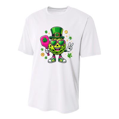 St. Patrick's Day Funny Lucky Pickleball Irish Shamrock Youth Performance Sprint T-Shirt