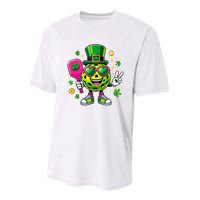 St. Patrick's Day Funny Lucky Pickleball Irish Shamrock Youth Performance Sprint T-Shirt