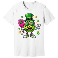 St. Patrick's Day Funny Lucky Pickleball Irish Shamrock Premium T-Shirt