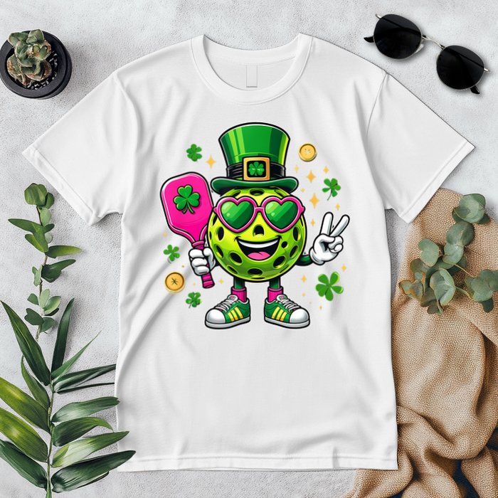St. Patrick's Day Funny Lucky Pickleball Irish Shamrock Premium T-Shirt