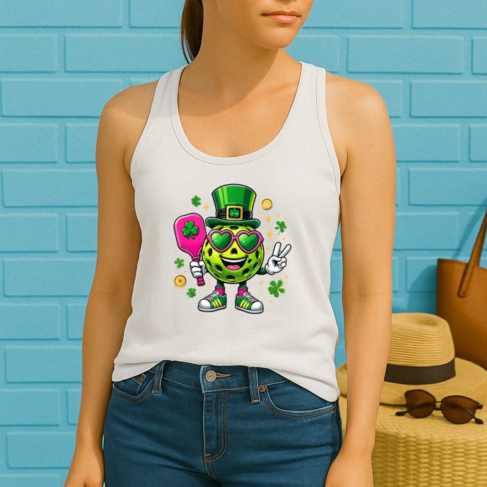 St. Patrick's Day Funny Lucky Pickleball Irish Shamrock Womens Tank Top