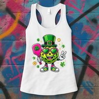 St. Patrick's Day Funny Lucky Pickleball Irish Shamrock Womens Tank Top