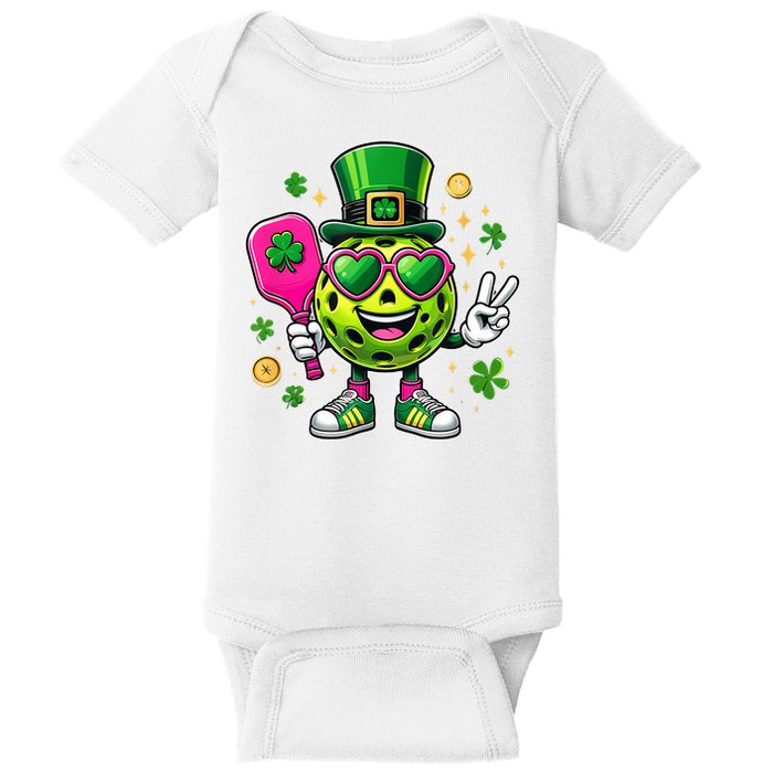 St. Patrick's Day Funny Lucky Pickleball Irish Shamrock Baby Bodysuit
