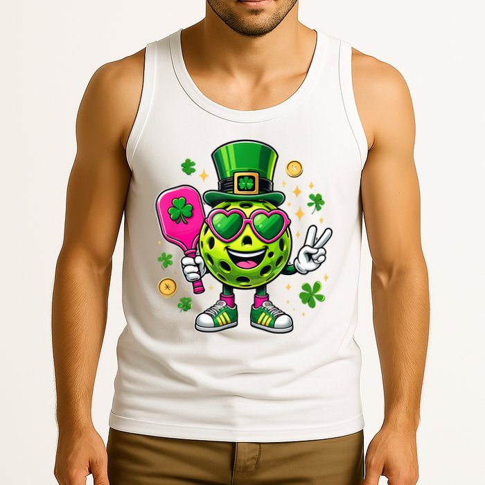 St. Patrick's Day Funny Lucky Pickleball Irish Shamrock Tank Top