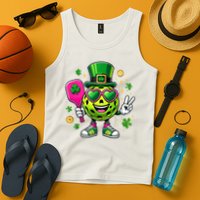 St. Patrick's Day Funny Lucky Pickleball Irish Shamrock Tank Top