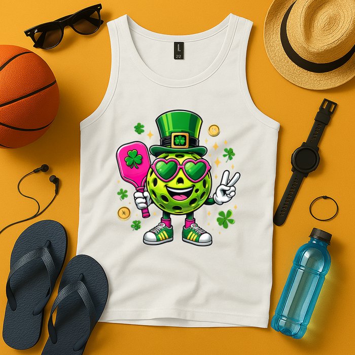 St. Patrick's Day Funny Lucky Pickleball Irish Shamrock Tank Top