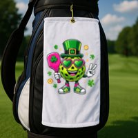 St. Patrick's Day Funny Lucky Pickleball Irish Shamrock Golf Towel