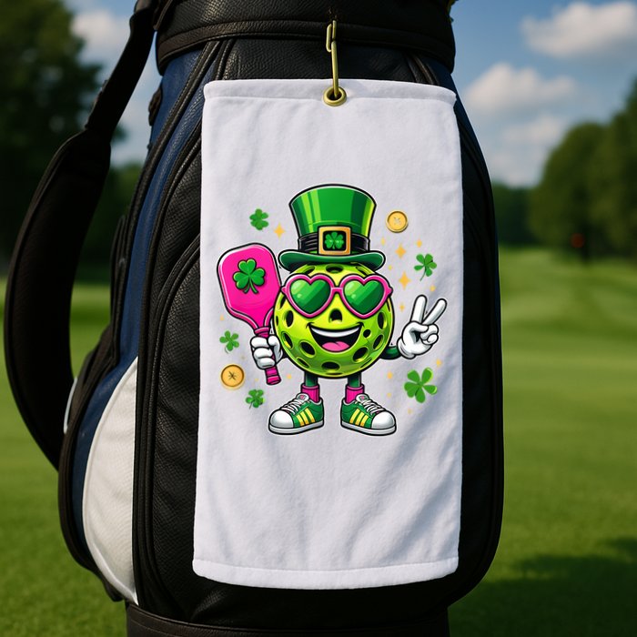 St. Patrick's Day Funny Lucky Pickleball Irish Shamrock Golf Towel