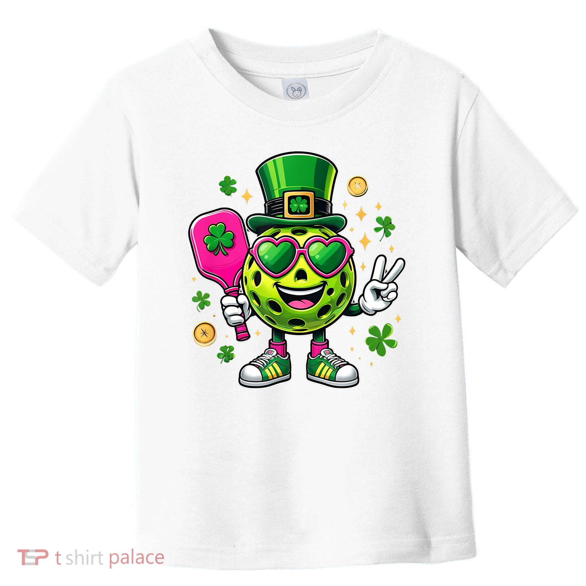 St. Patrick's Day Funny Lucky Pickleball Irish Shamrock Toddler T-Shirt