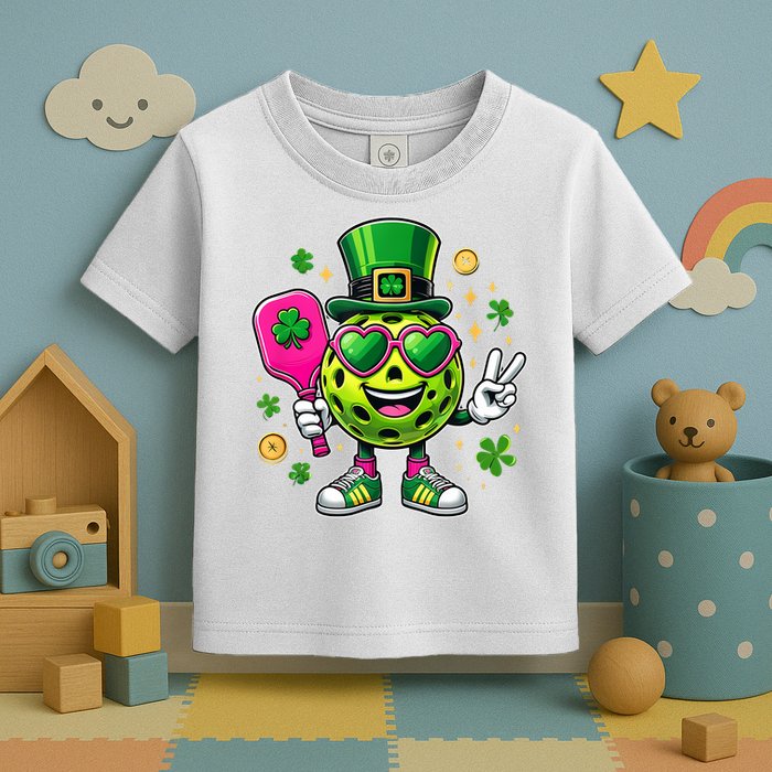 St. Patrick's Day Funny Lucky Pickleball Irish Shamrock Toddler T-Shirt