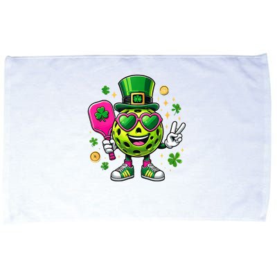 St. Patrick's Day Funny Lucky Pickleball Irish Shamrock Microfiber Hand Towel