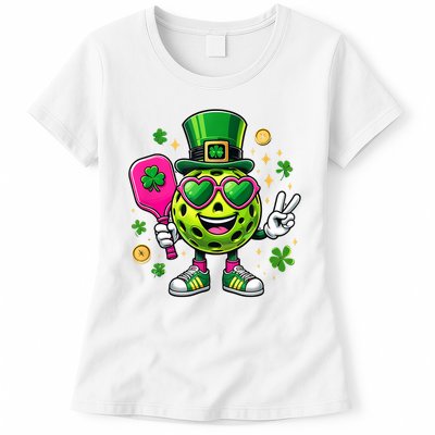 St. Patrick's Day Funny Lucky Pickleball Irish Shamrock Womens T-Shirt