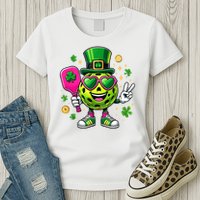 St. Patrick's Day Funny Lucky Pickleball Irish Shamrock Womens T-Shirt