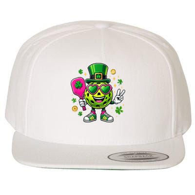 St. Patrick's Day Funny Lucky Pickleball Irish Shamrock Wool Snapback Cap