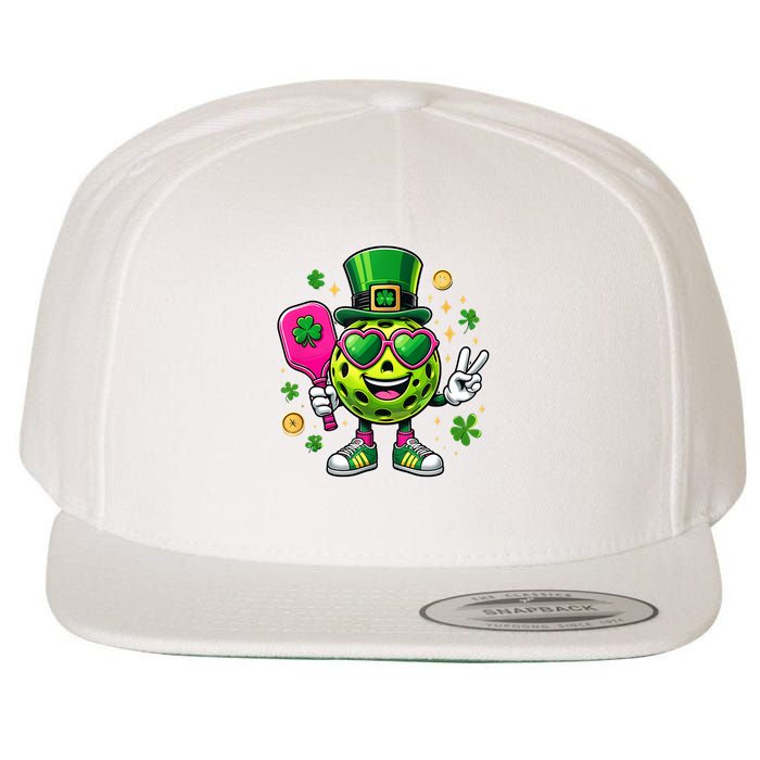 St. Patrick's Day Funny Lucky Pickleball Irish Shamrock Wool Snapback Cap