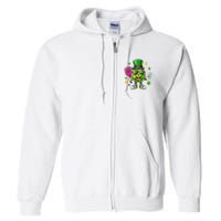 St. Patrick's Day Funny Lucky Pickleball Irish Shamrock Full Zip Hoodie