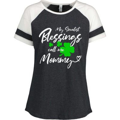 St Patricks Day My Greatest Blessings Call Me Mommy Love Enza Ladies Jersey Colorblock Tee