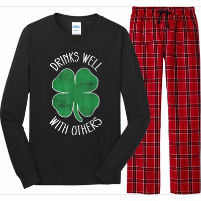 St Patricks Day Beer Funny Drinks Well With Others Drunk Gift Long Sleeve Pajama Set