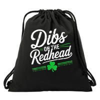 St Patrick's Day Dibs On The Redhead Shamrock Drawstring Bag