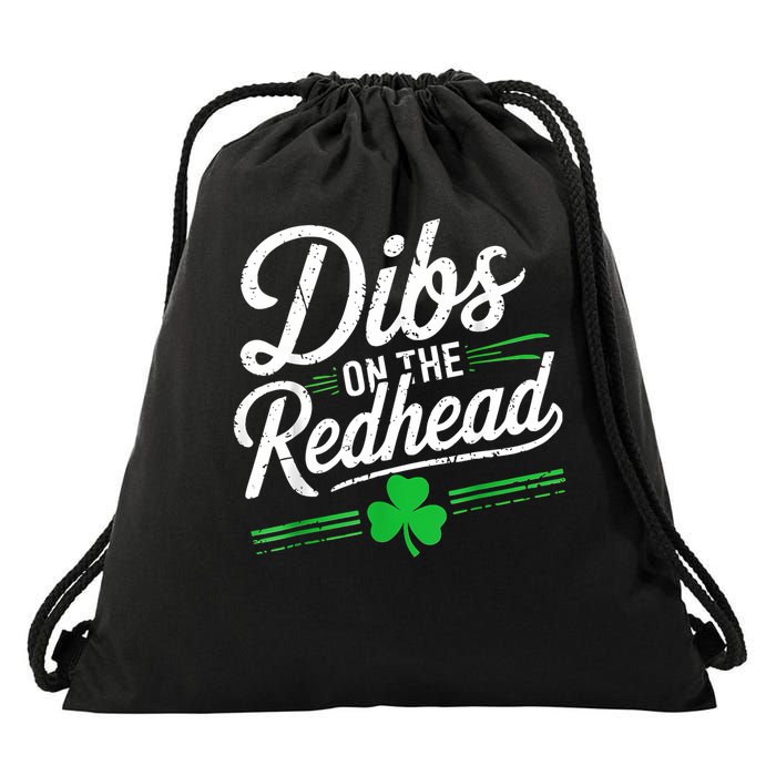 St Patrick's Day Dibs On The Redhead Shamrock Drawstring Bag