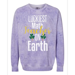 St Patricks Day Funny Gift Math Teacher Lucky Grunge Colorblast Crewneck Sweatshirt