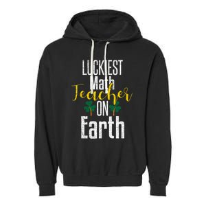 St Patricks Day Funny Gift Math Teacher Lucky Grunge Garment-Dyed Fleece Hoodie