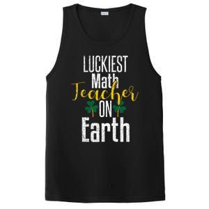 St Patricks Day Funny Gift Math Teacher Lucky Grunge PosiCharge Competitor Tank