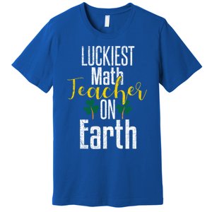 St Patricks Day Funny Gift Math Teacher Lucky Grunge Premium T-Shirt